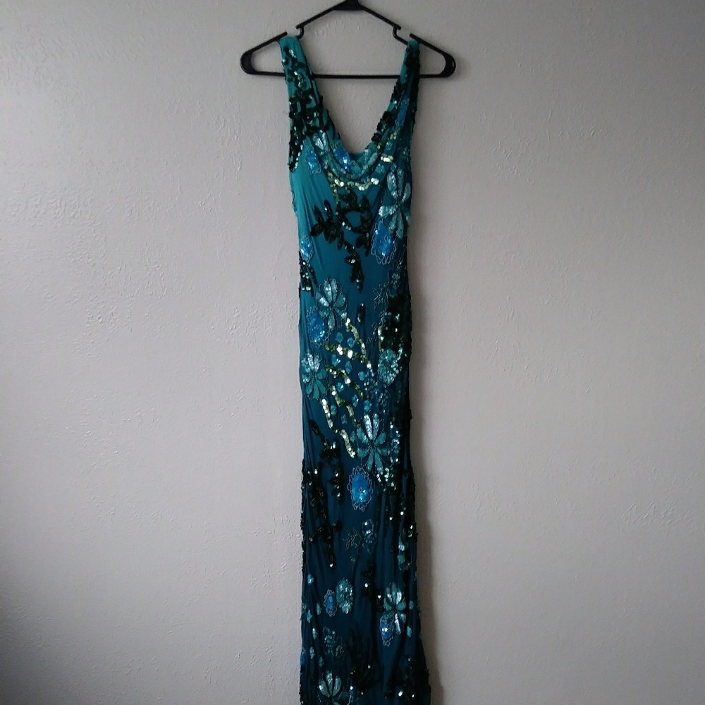 Blue sequin Cache dress